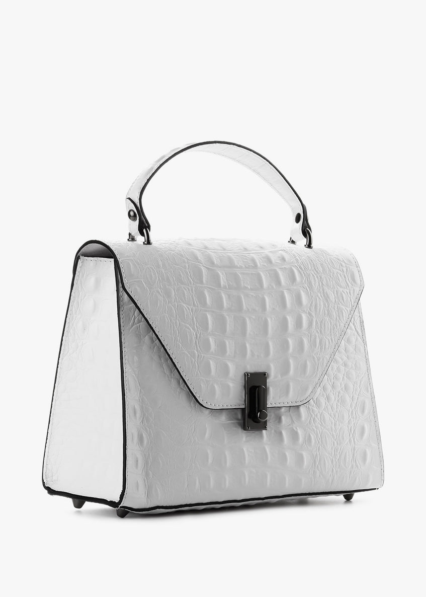 Bolso de mano de piel italiana Blanco 3051-16-36