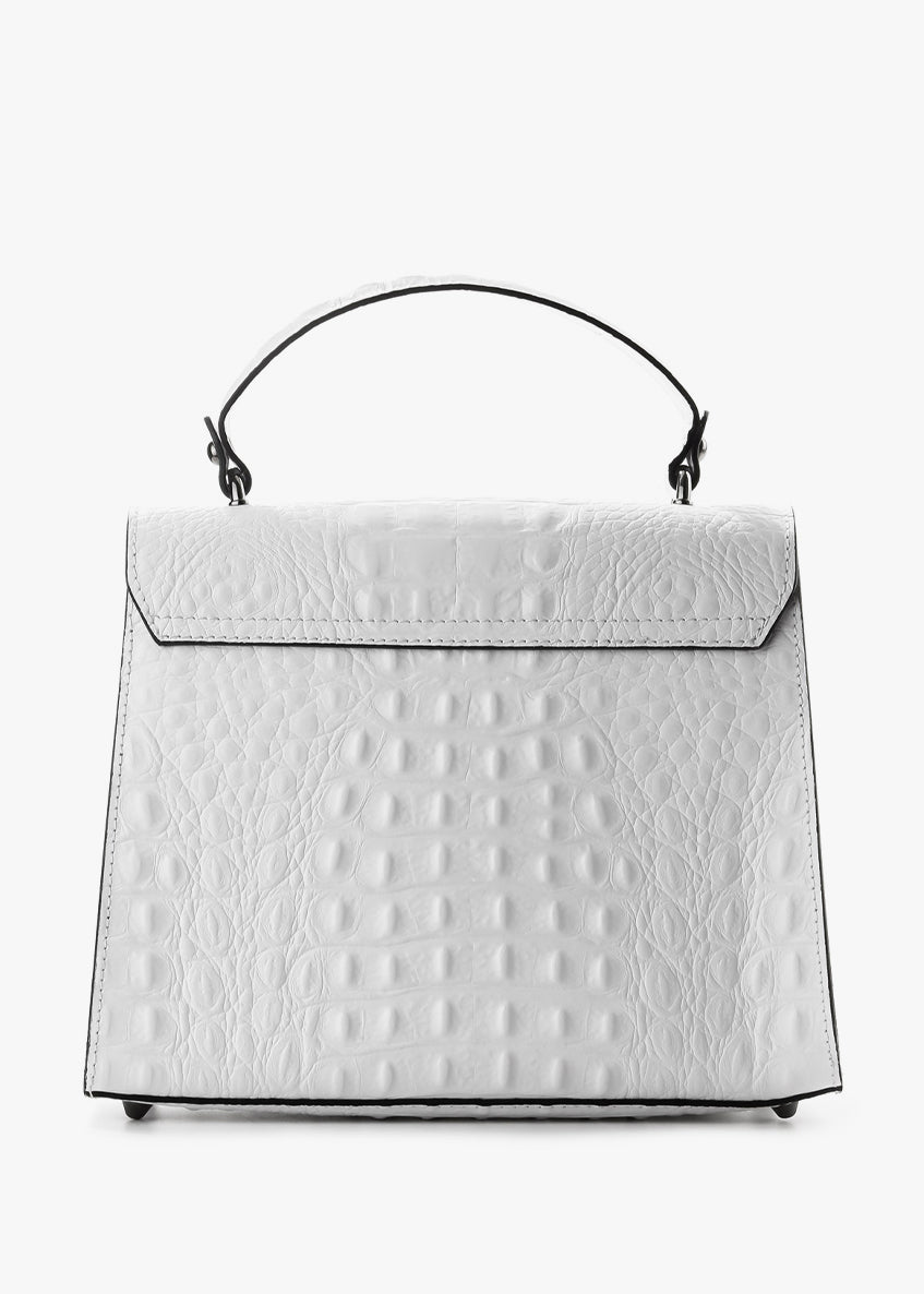 Bolso de mano de piel italiana Blanco 3051-16-36