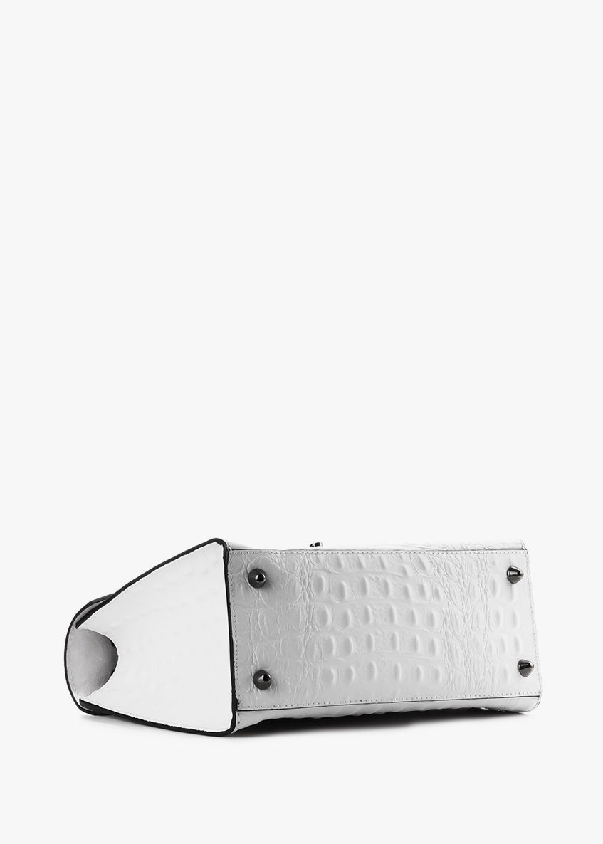 Bolso de mano de piel italiana Blanco 3051-16-36