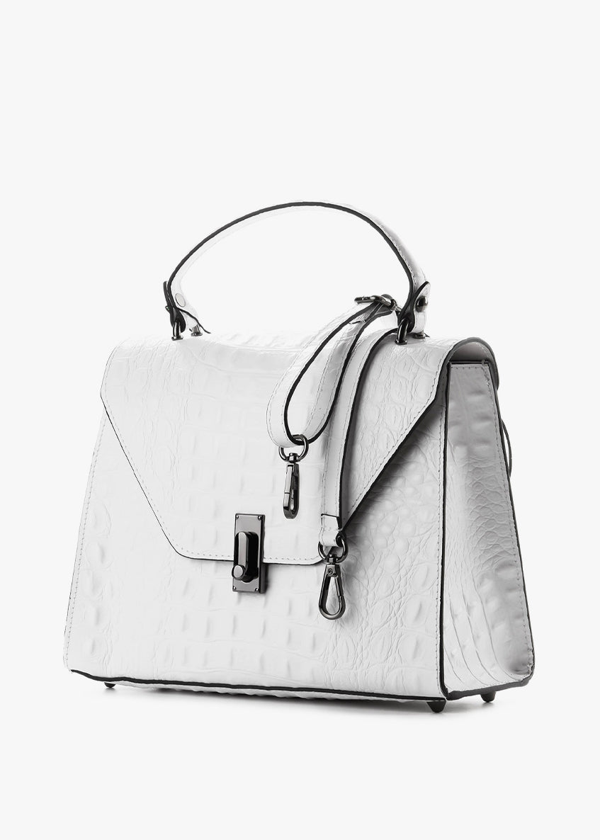 Bolso de mano de piel italiana Blanco 3051-16-36