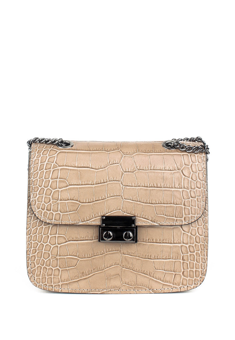 Bandolera de piel italiana Gris 2414-52-36