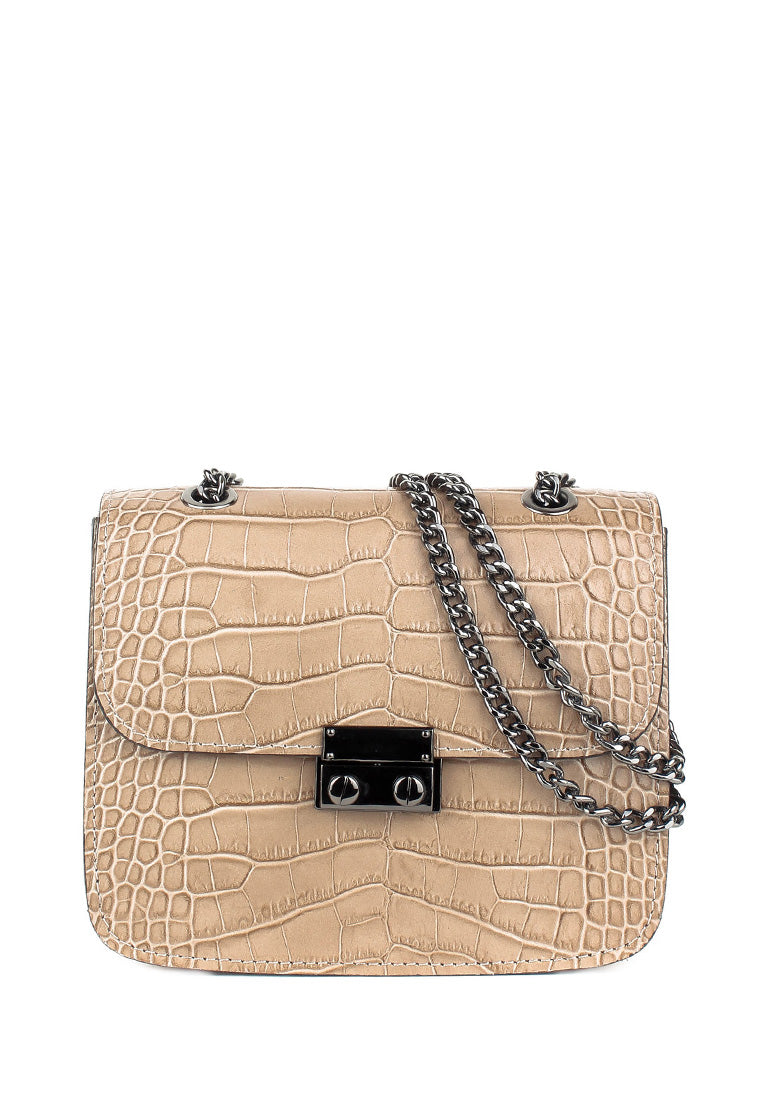 Bandolera de piel italiana Gris 2414-52-36