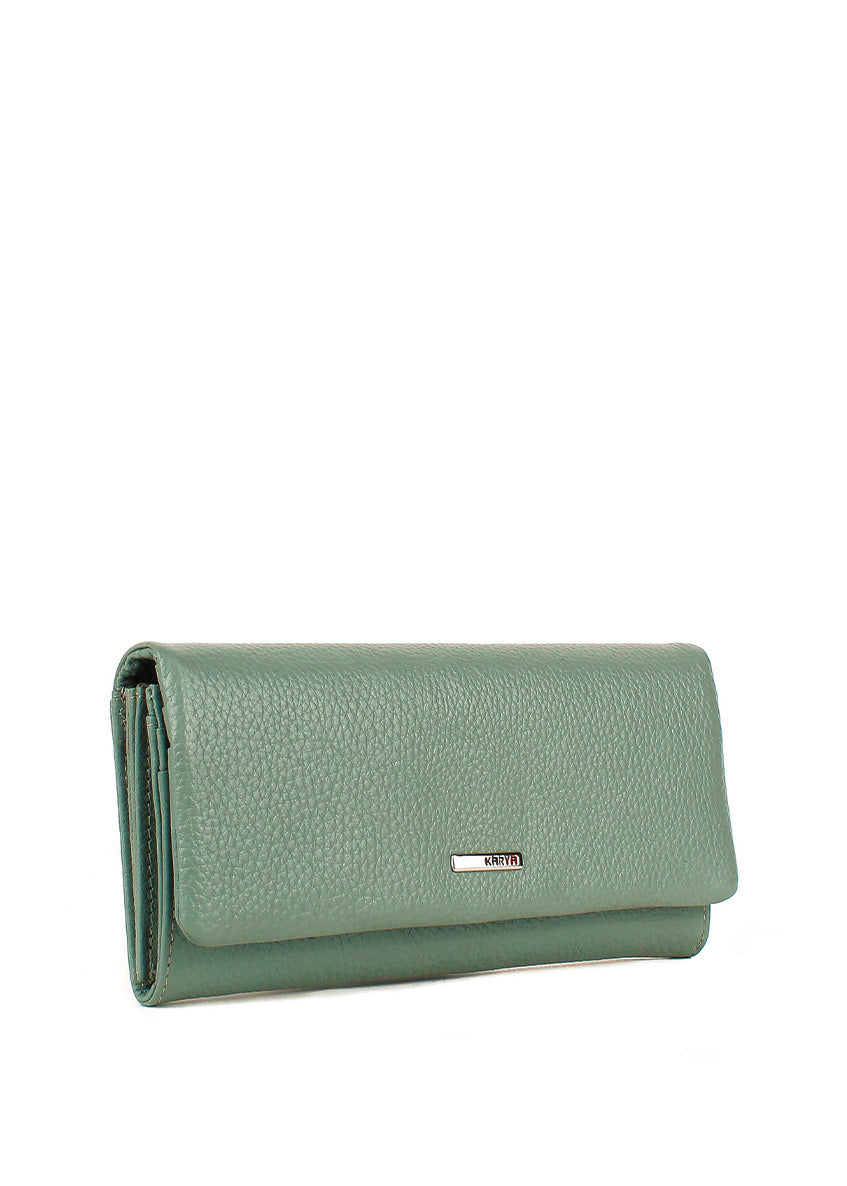 Cartera de piel italiana Verde 1159-026