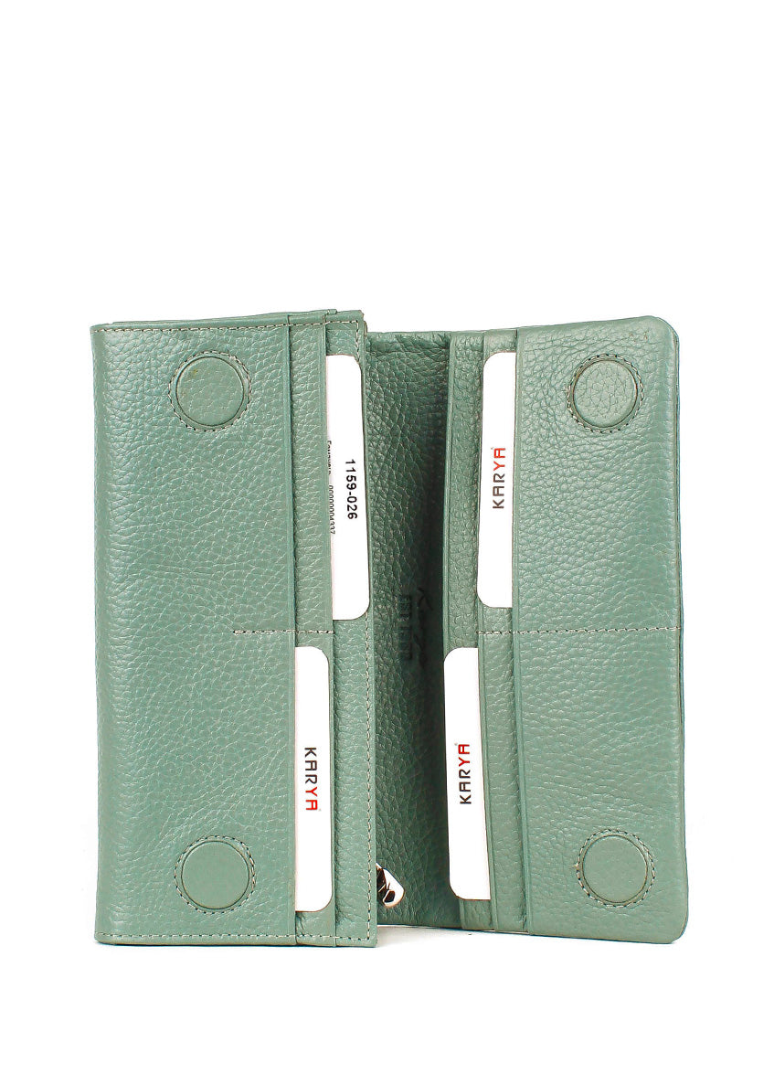Cartera de piel italiana Verde 1159-026