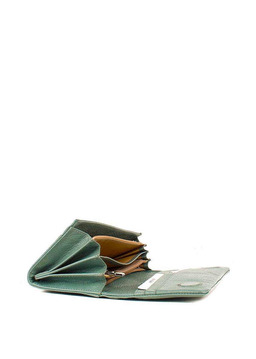 Cartera de piel italiana Verde 1159-026