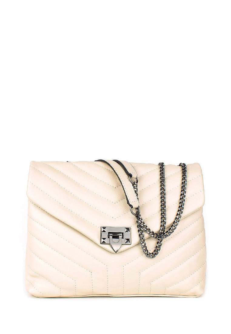 Bandolera de piel italiana Beige 5816-11-37