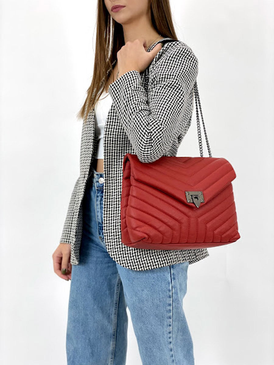 Bandolera de piel italiana Marrón 5816-122-37