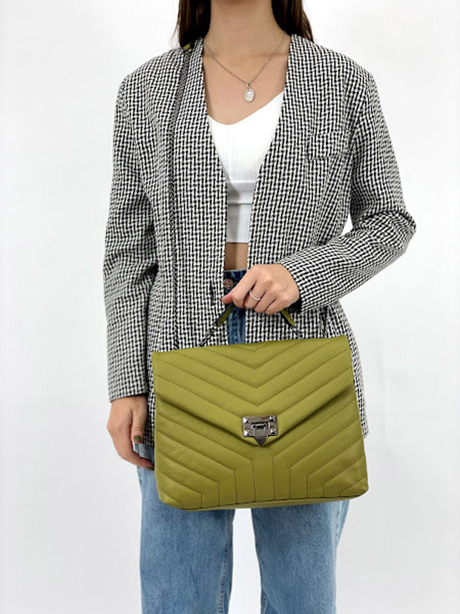 Bandolera de piel italiana Verde 5816-24-37