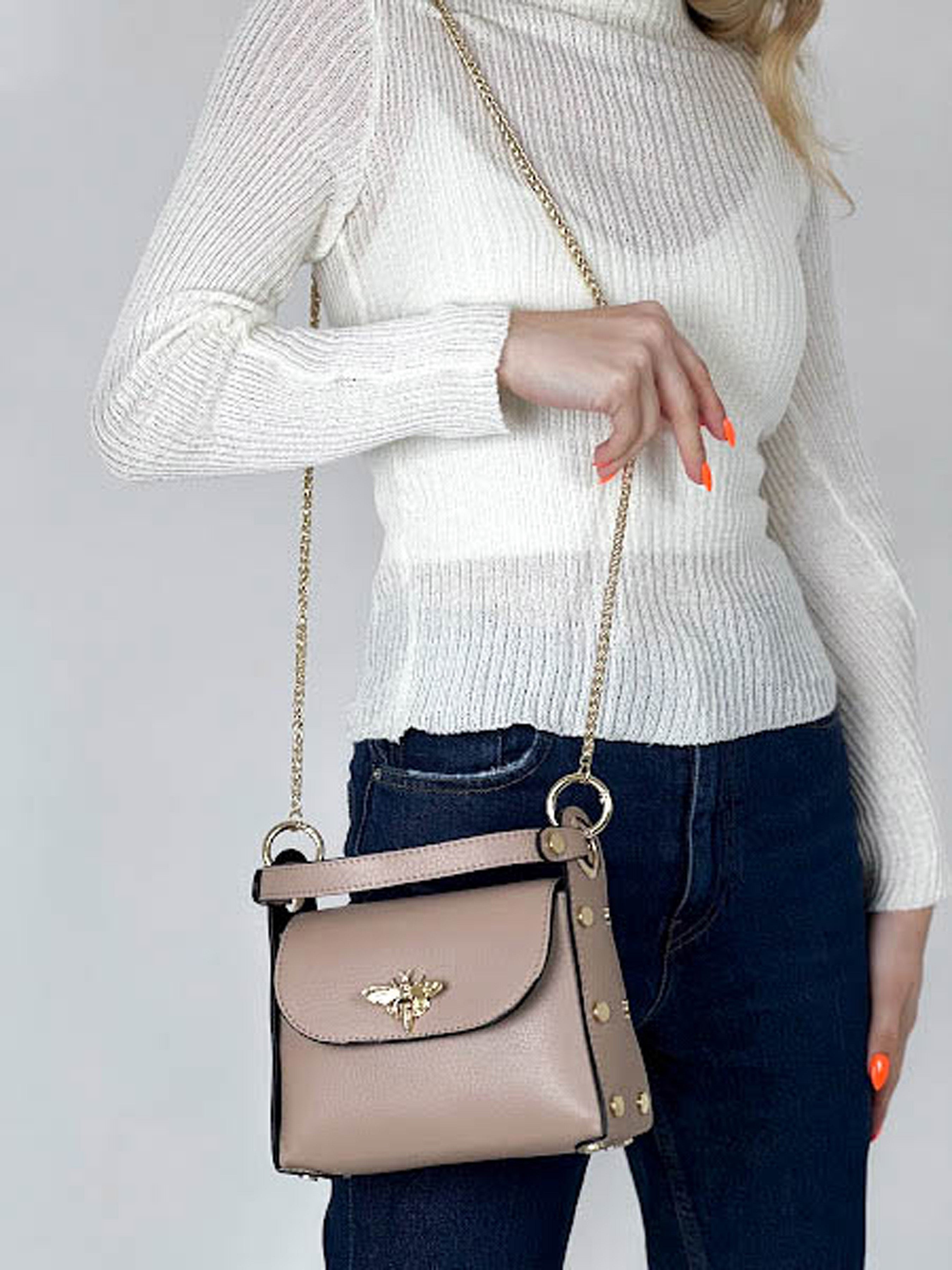 Bolso de mano de piel italiana Gris 8822-52-32