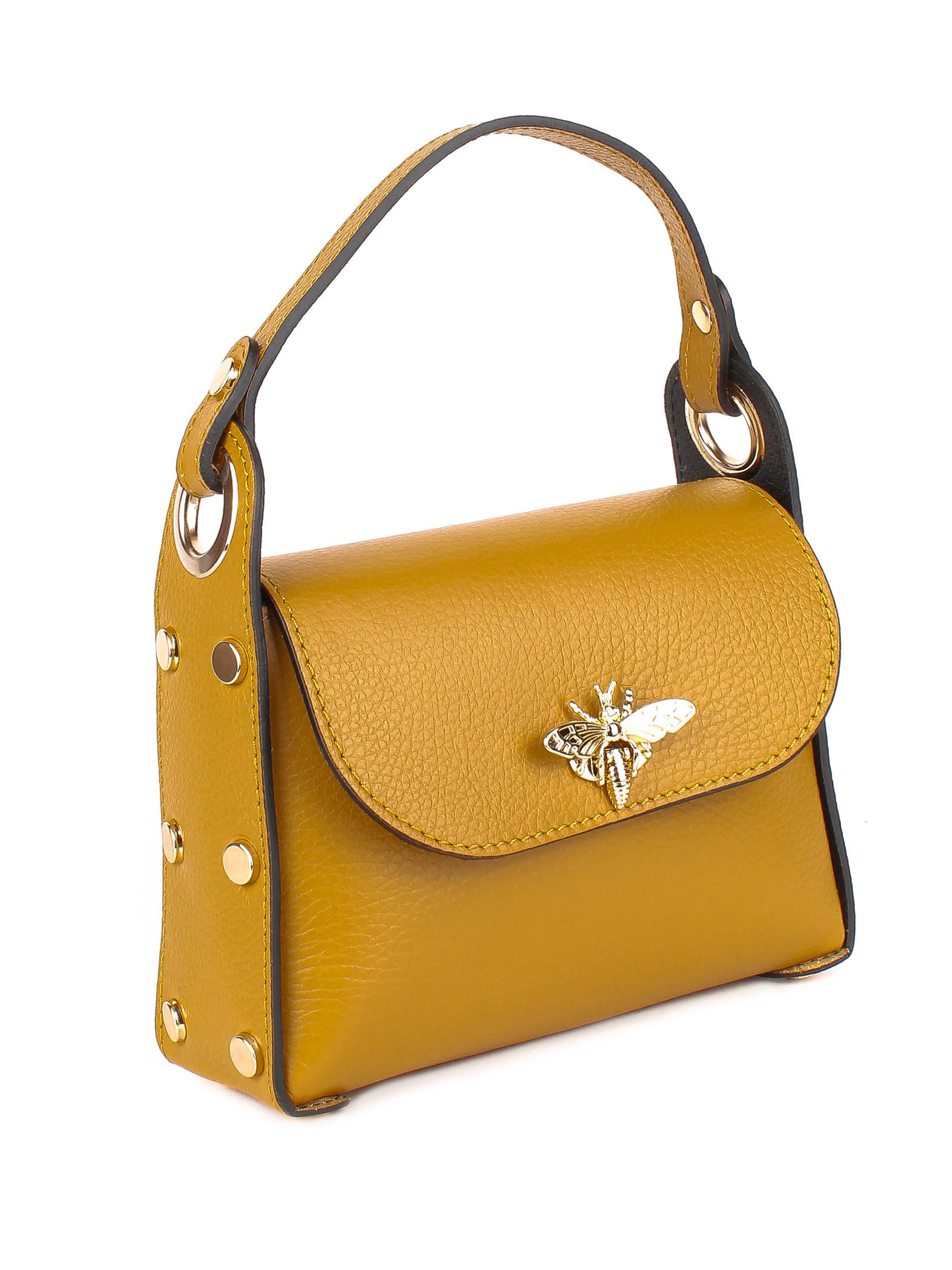 Bolso de mano de piel italiana Amarillo 8822-55-32