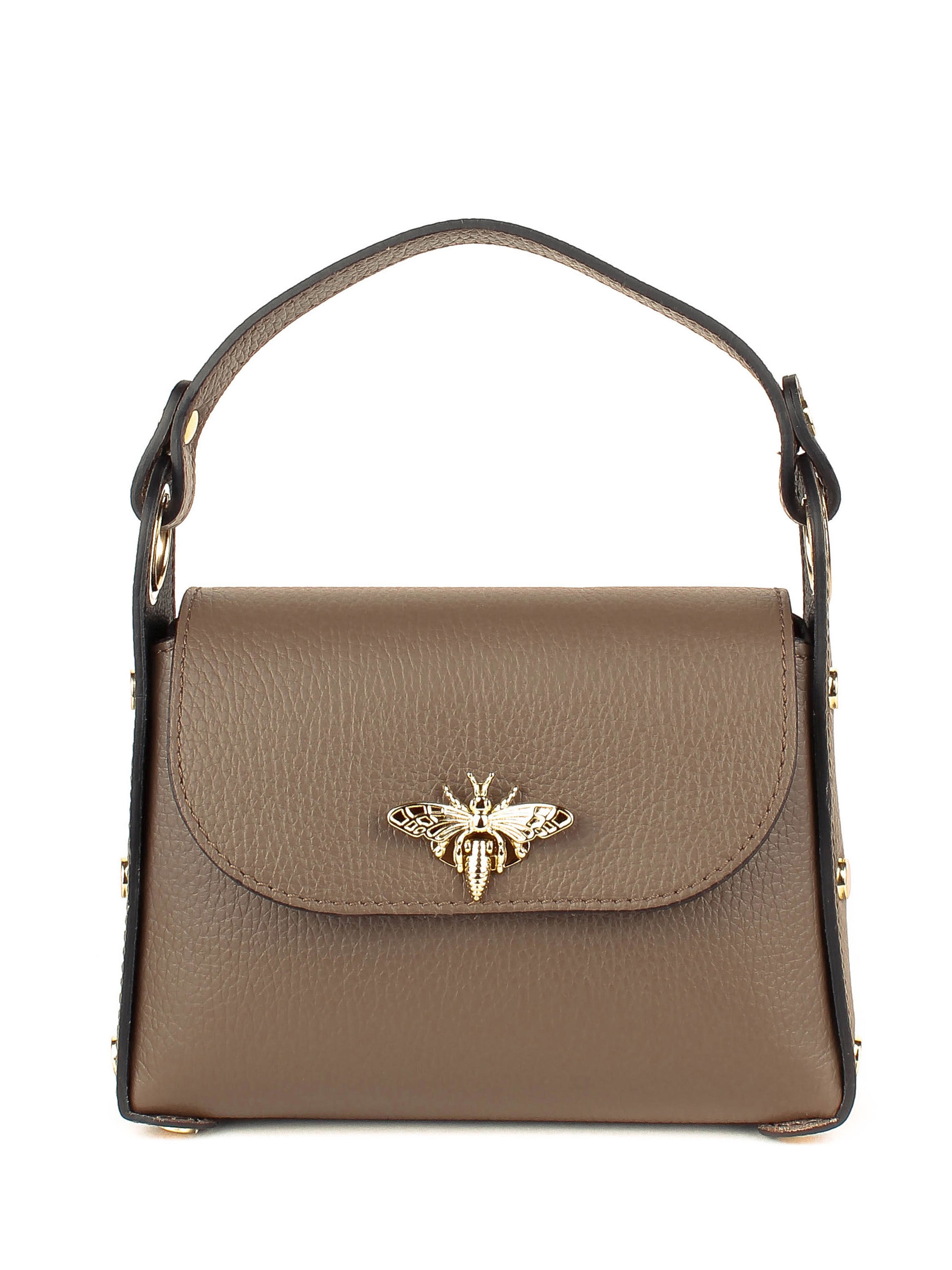 Bolso de mano de piel italiana Gris, Marrón 8822-104-32