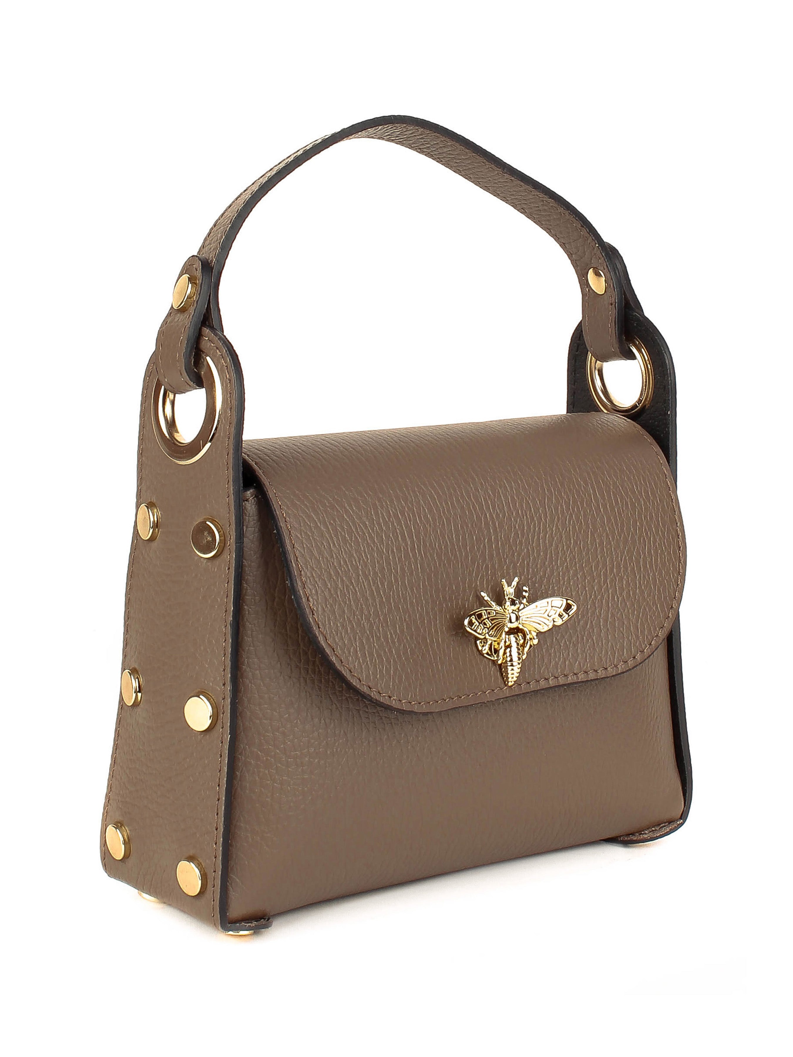 Bolso de mano de piel italiana Gris, Marrón 8822-104-32