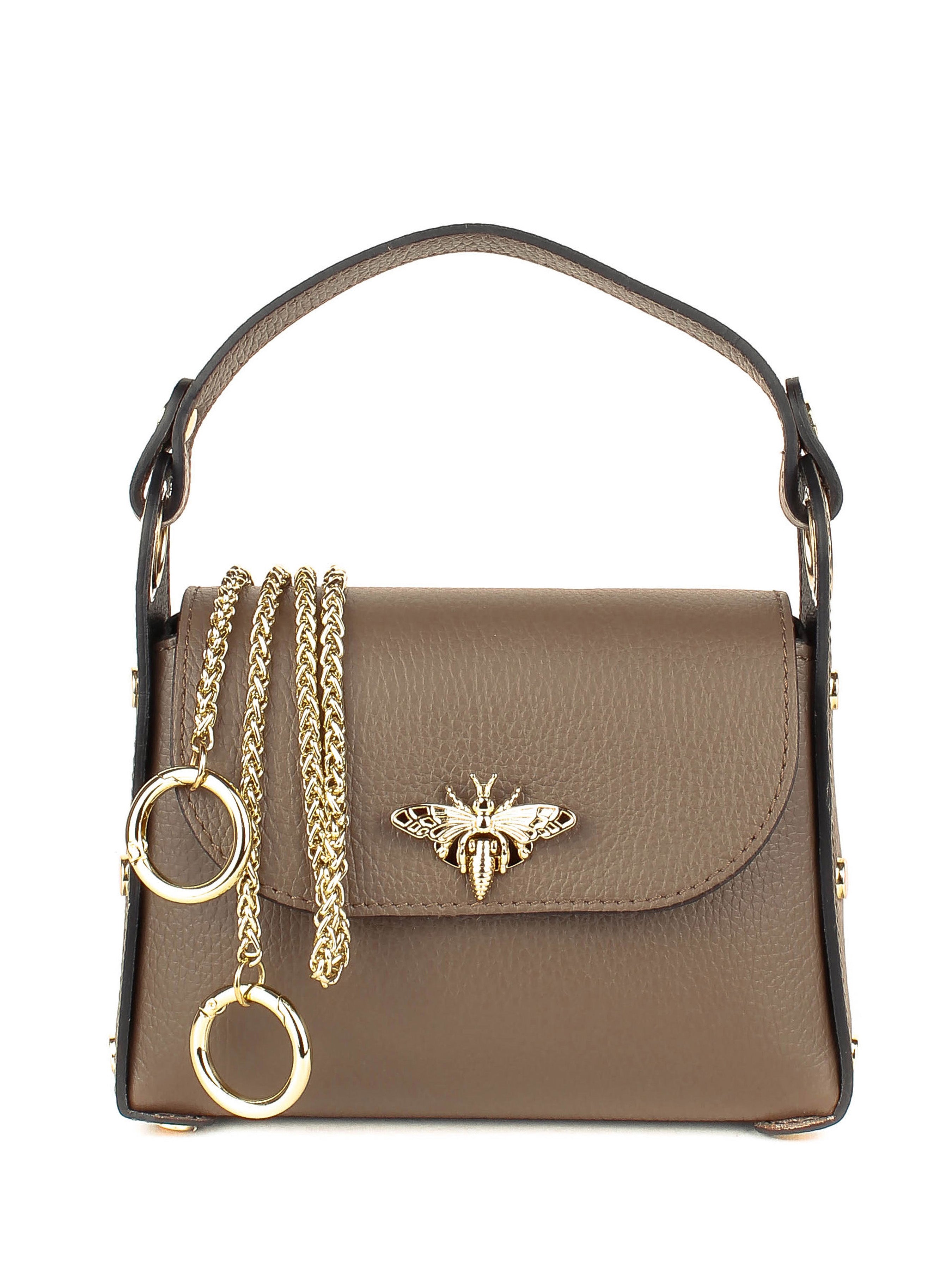 Bolso de mano de piel italiana Gris, Marrón 8822-104-32