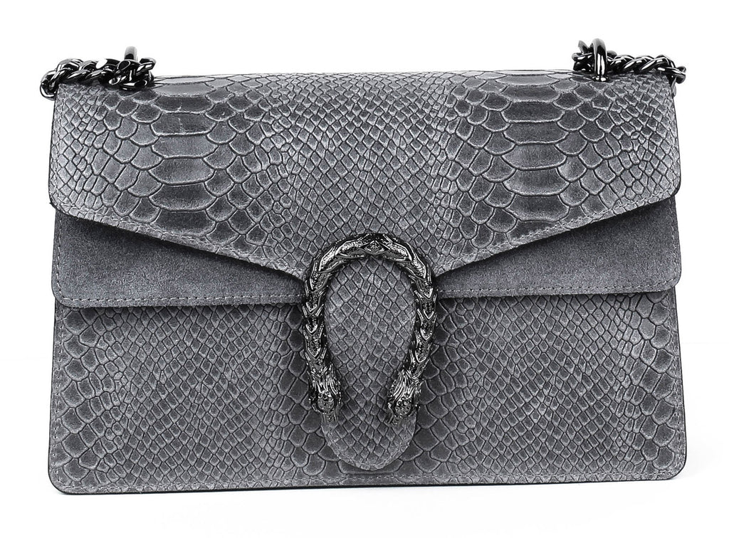 Bandolera de piel italiana Gris 9639-27-35