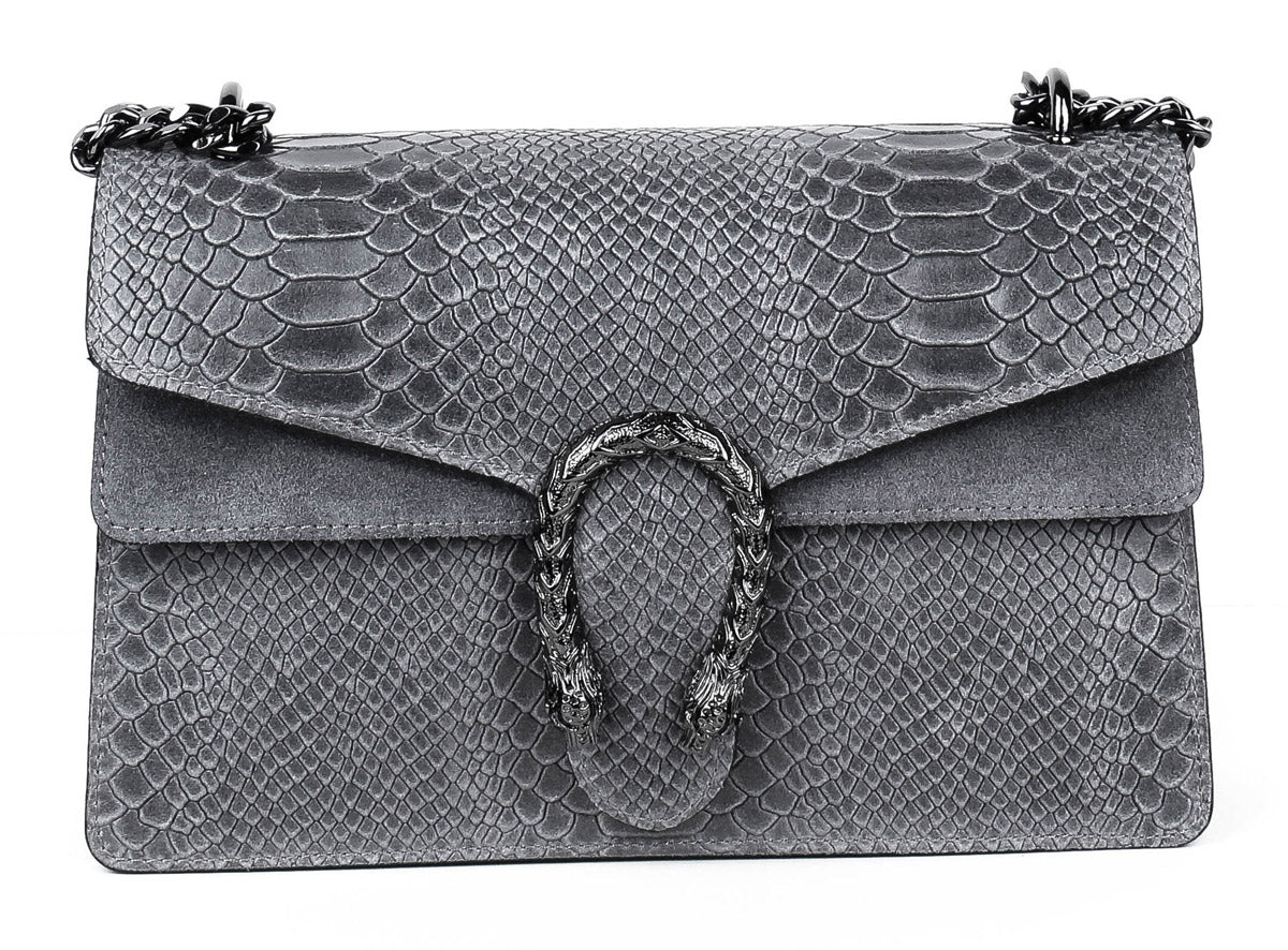 Bandolera de piel italiana Gris 9639-27-35