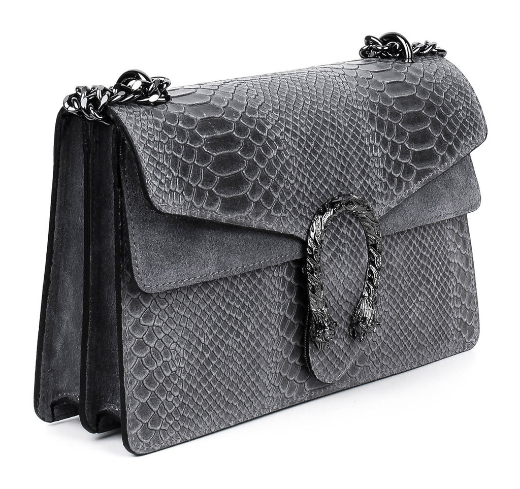 Bandolera de piel italiana Gris 9639-27-35