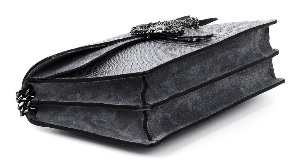 Bandolera de piel italiana Gris 9639-27-35