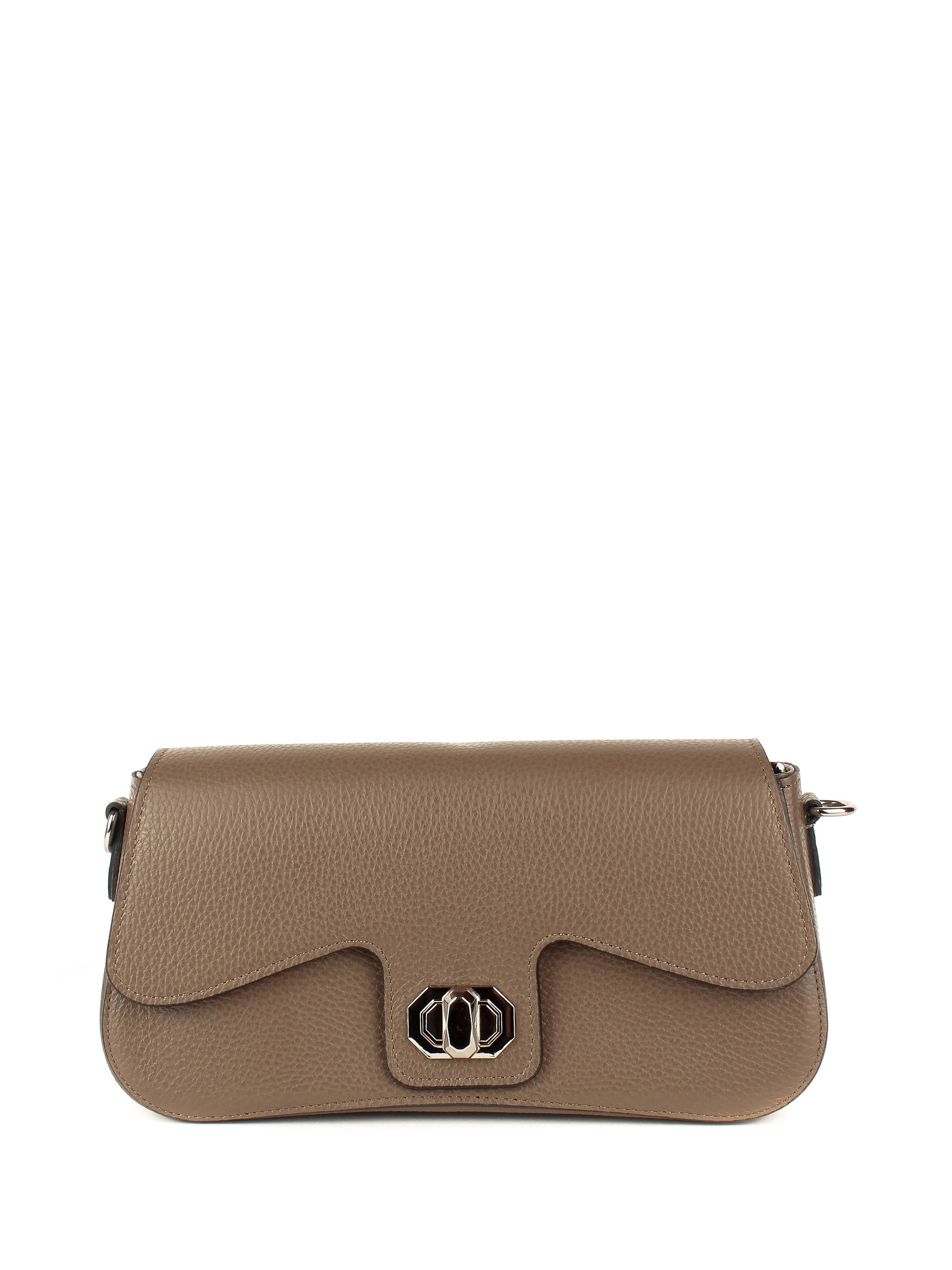 Bandolera de piel italiana Gris, Marrón 1100-104-32