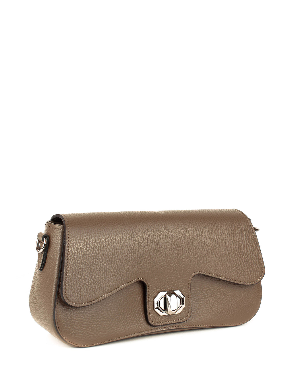 Bandolera de piel italiana Gris, Marrón 1100-104-32