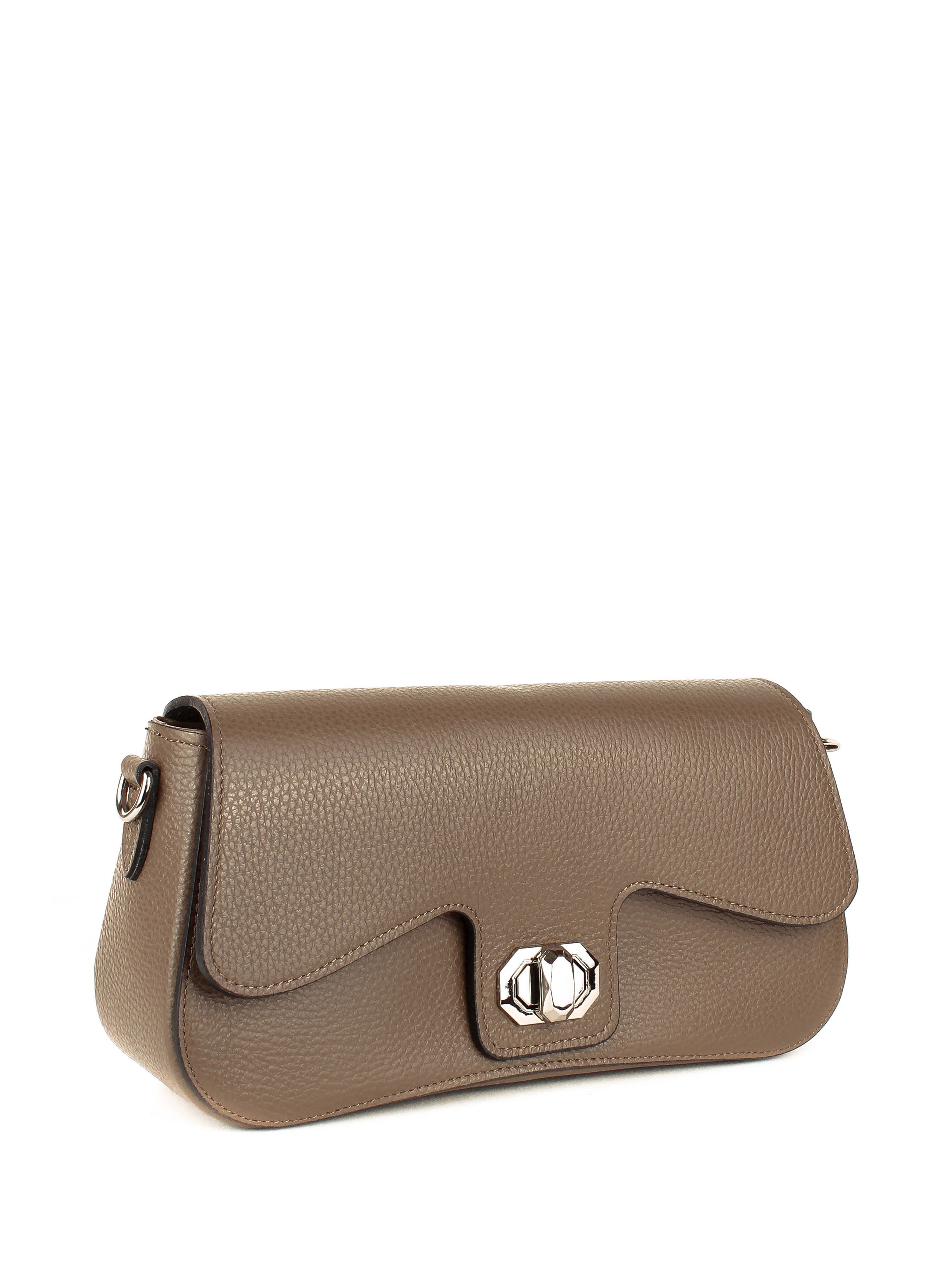 Bandolera de piel italiana Gris, Marrón 1100-104-32