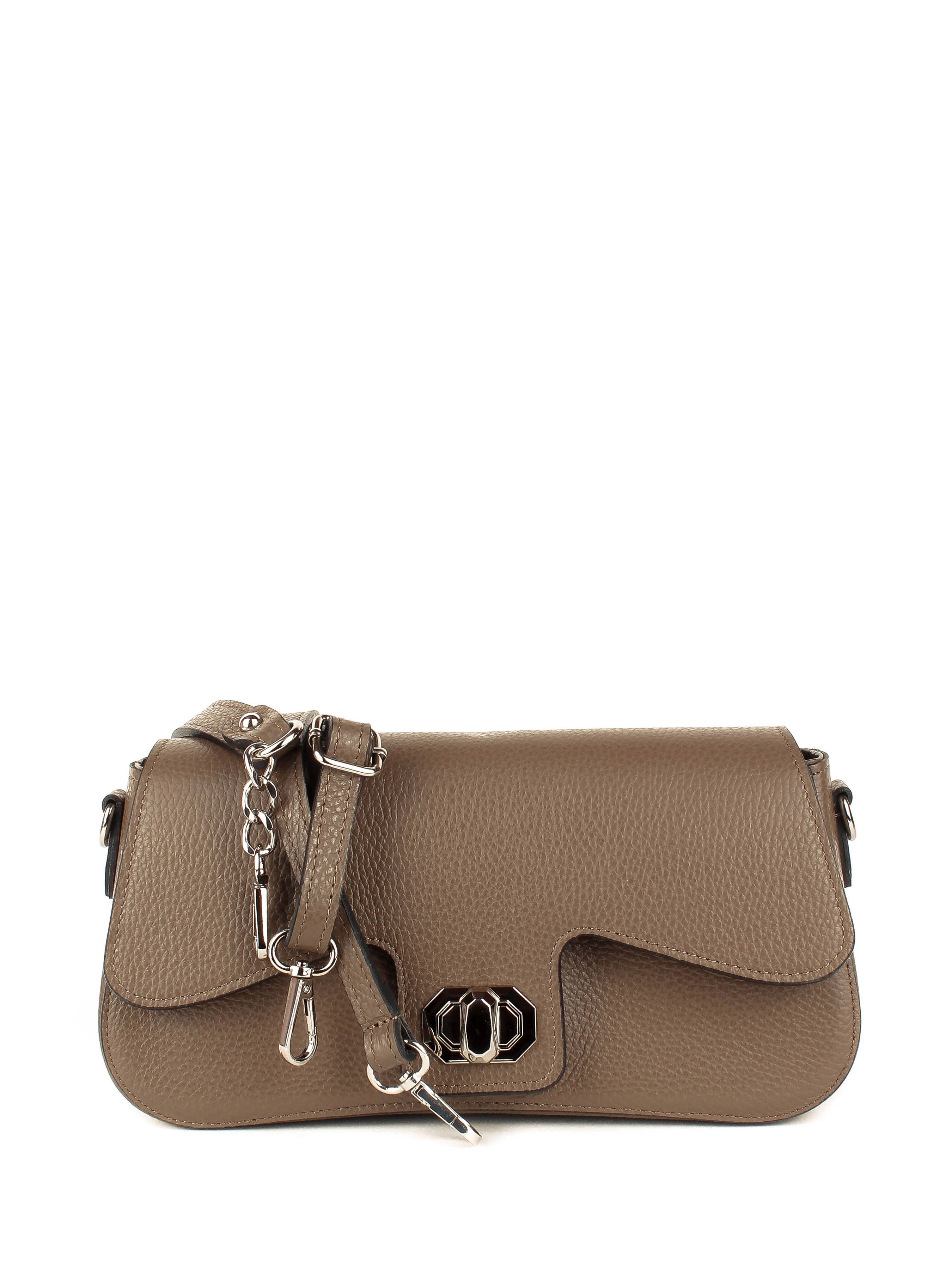 Bandolera de piel italiana Gris, Marrón 1100-104-32