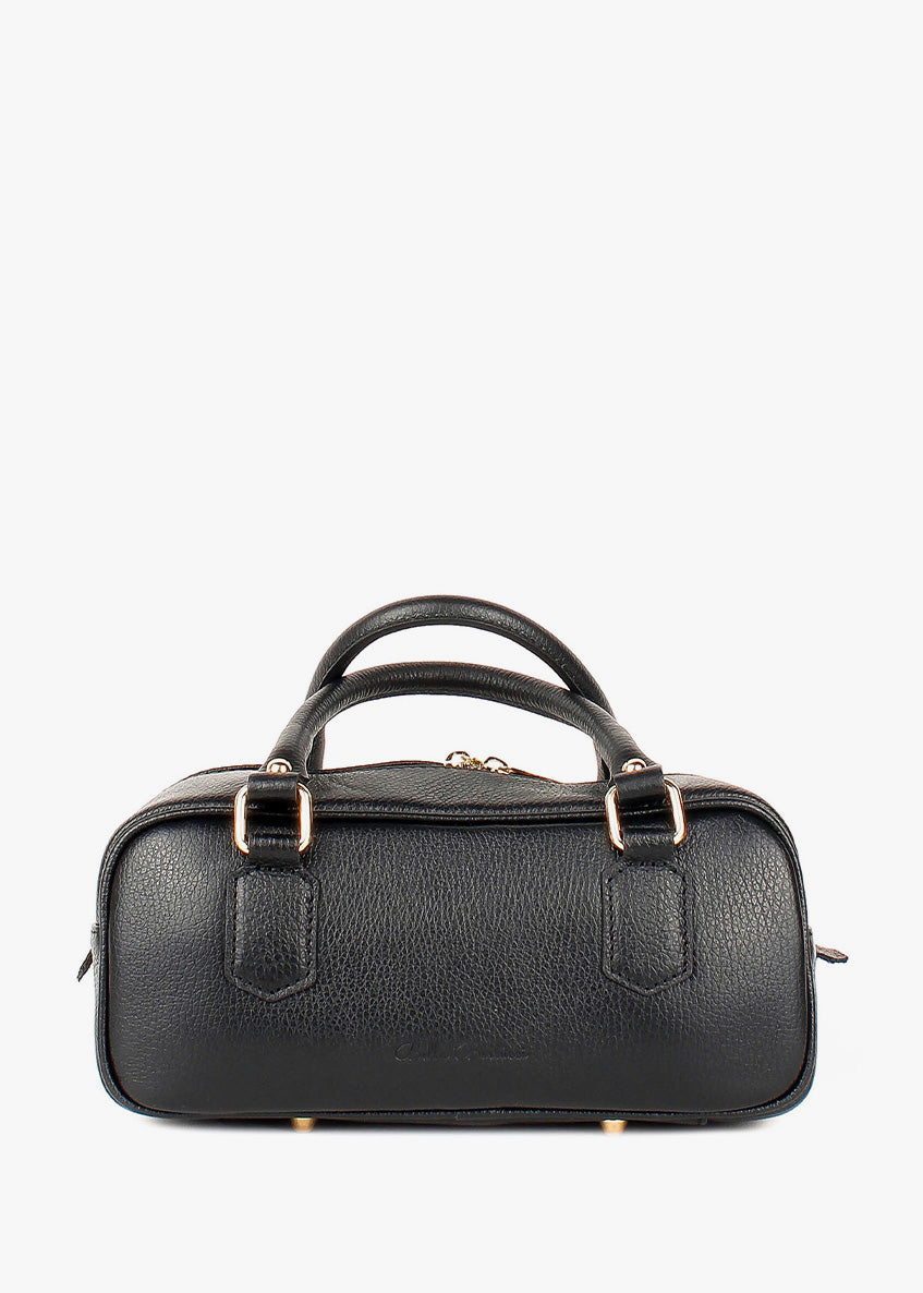 Bolso de hombro de piel italiana Negro 6890-05-32