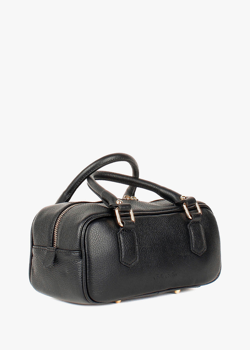 Bolso de hombro de piel italiana Negro 6890-05-32