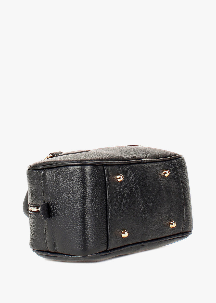 Bolso de hombro de piel italiana Negro 6890-05-32