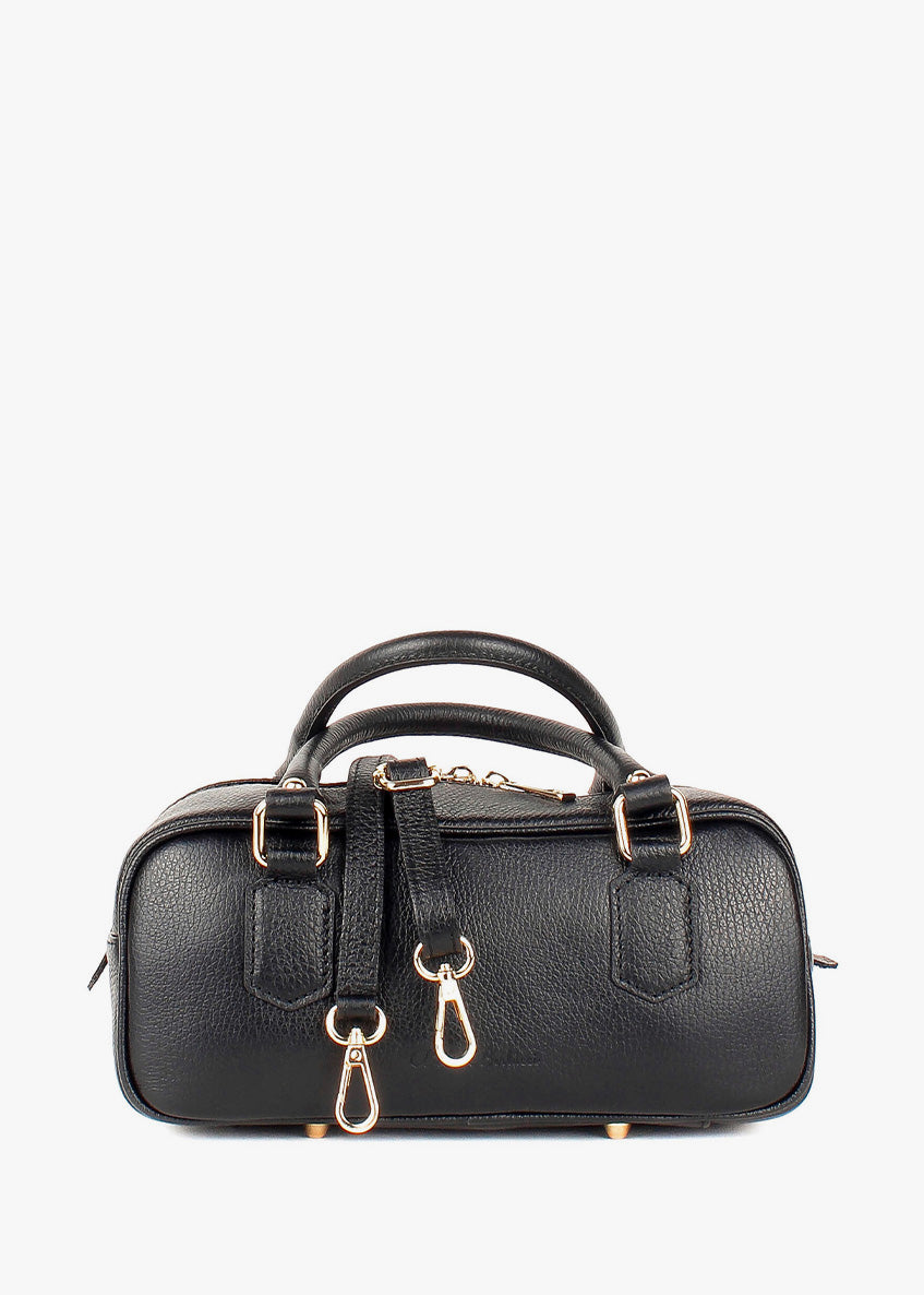 Bolso de hombro de piel italiana Negro 6890-05-32