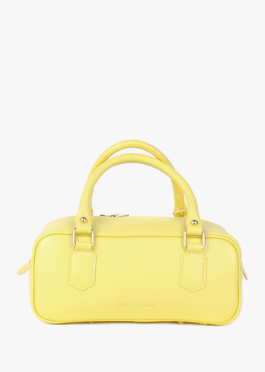 Bolso de hombro de piel italiana Amarillo 6890-15-32