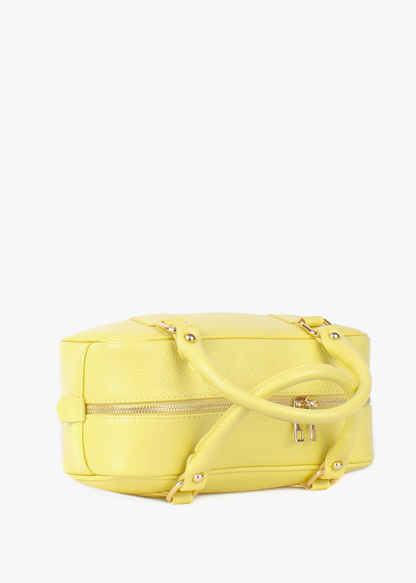 Bolso de hombro de piel italiana Amarillo 6890-15-32