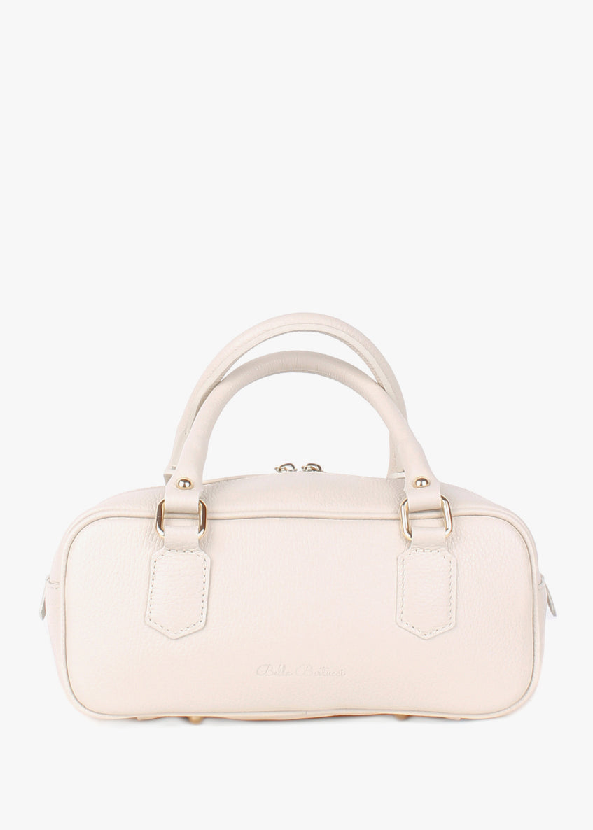 Bolso de hombro de piel italiana Beige 6890-11-32