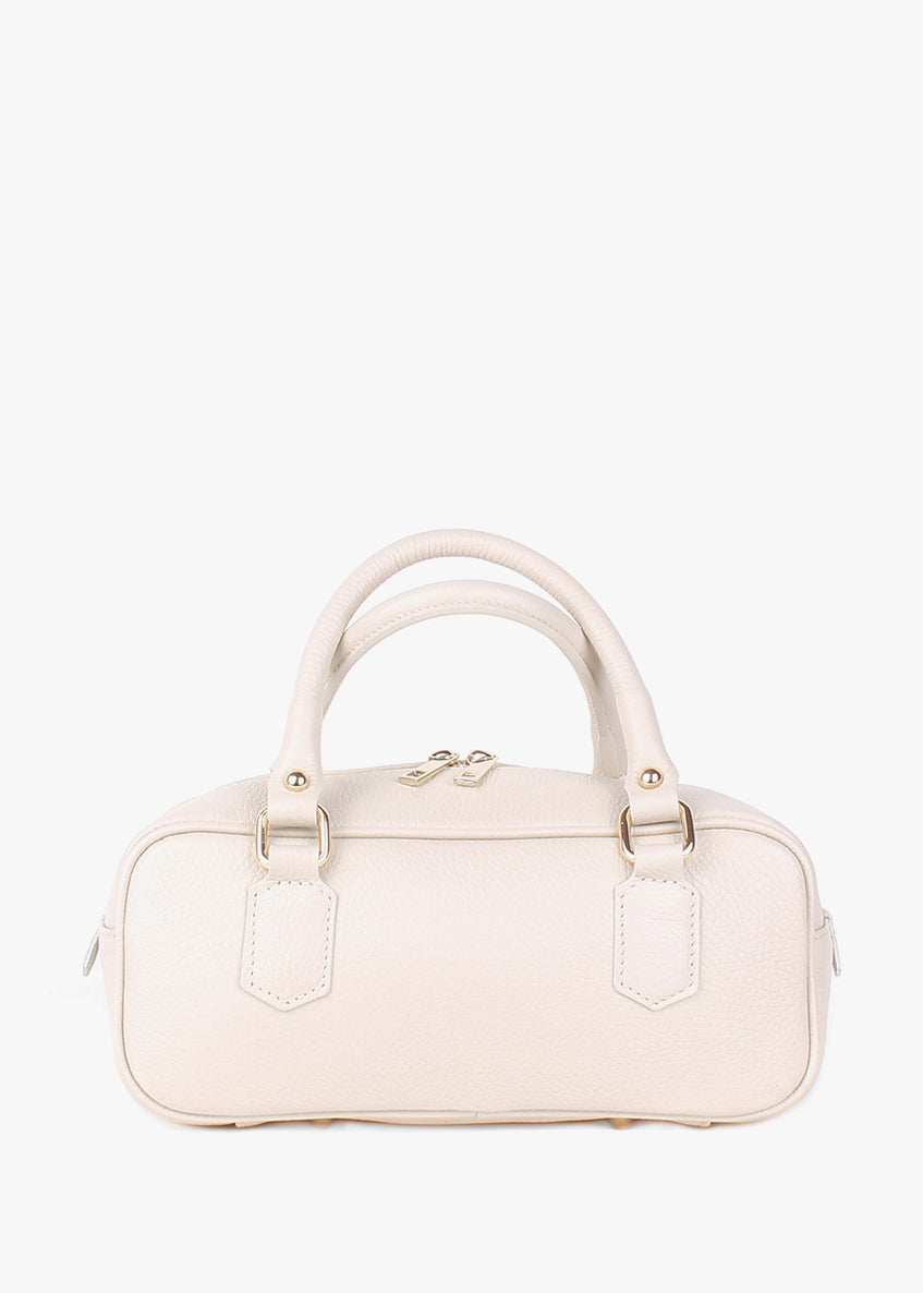 Bolso de hombro de piel italiana Beige 6890-11-32