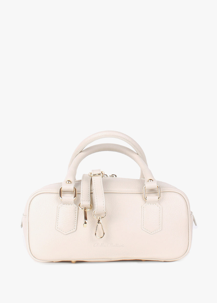 Bolso de hombro de piel italiana Beige 6890-11-32