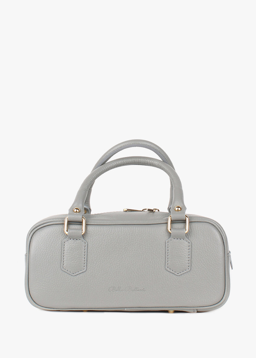 Bolso de hombro de piel italiana Gris 6890-18-32