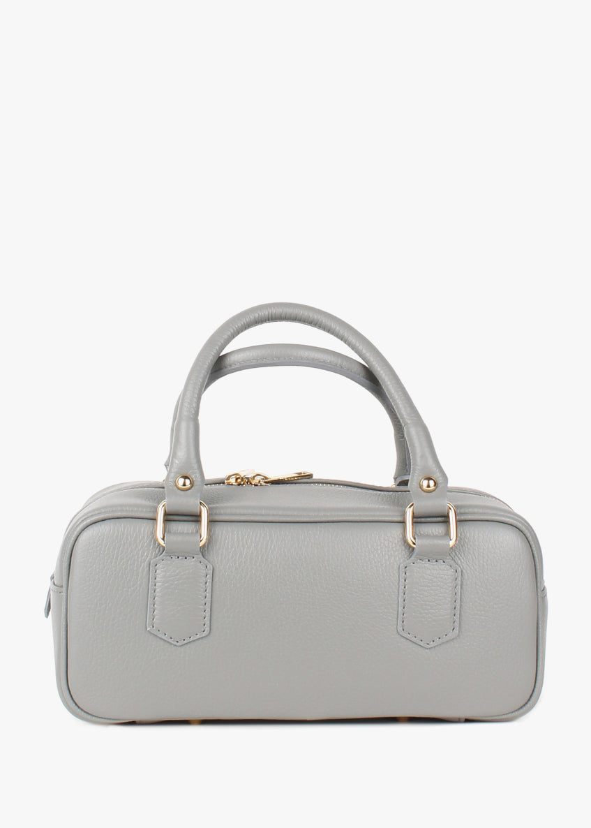 Bolso de hombro de piel italiana Gris 6890-18-32