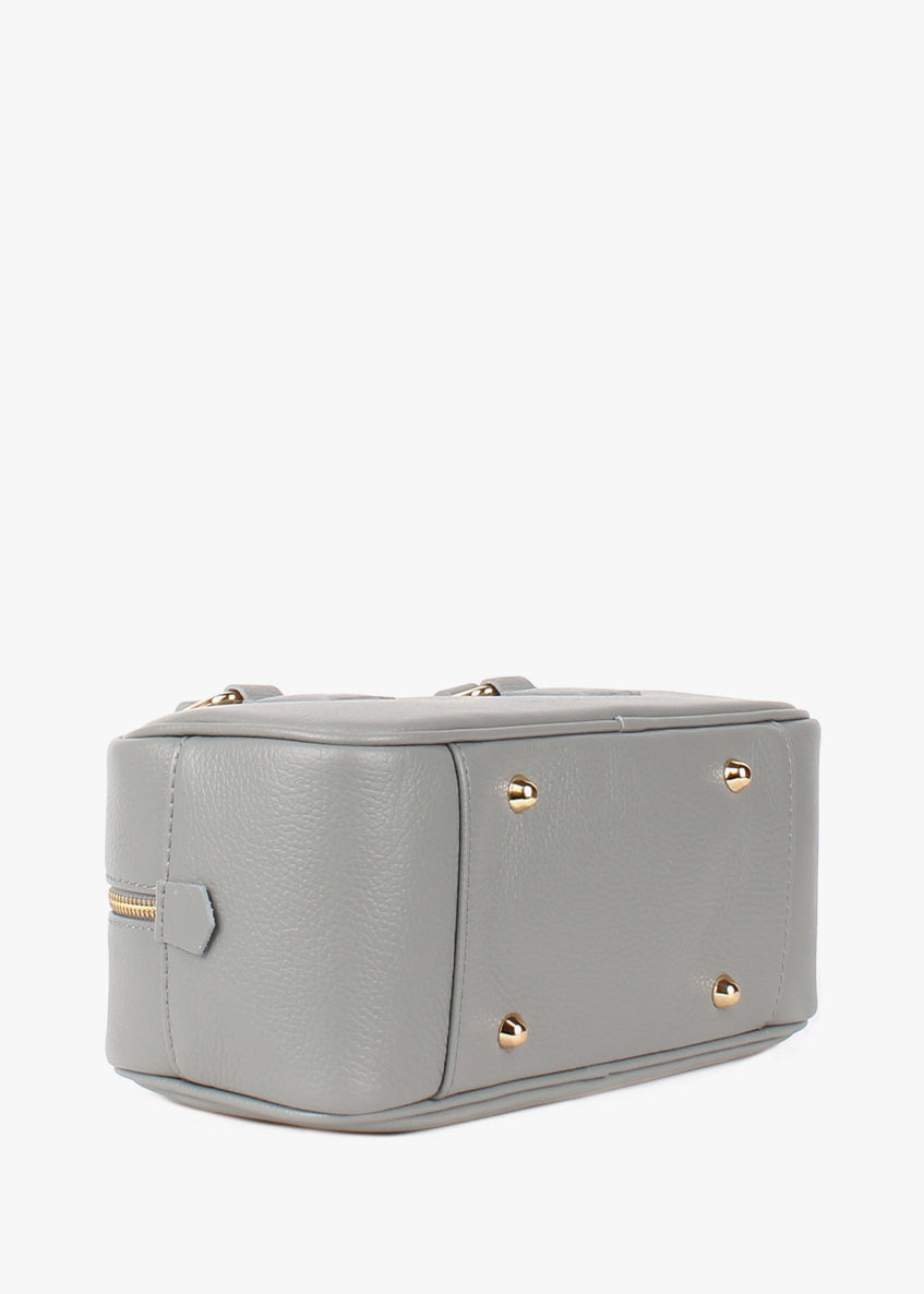 Bolso de hombro de piel italiana Gris 6890-18-32