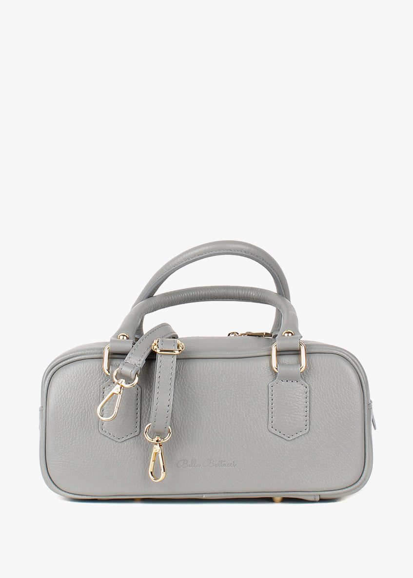Bolso de hombro de piel italiana Gris 6890-18-32