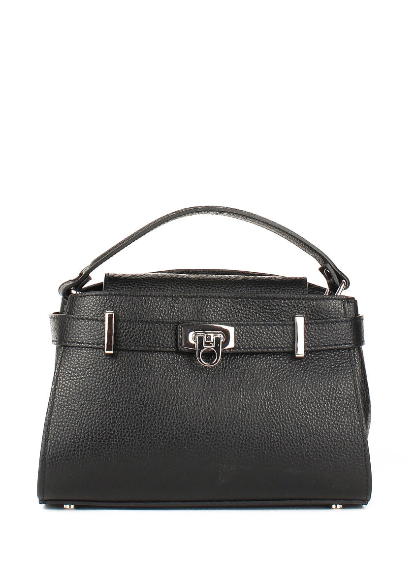 Bolso de mano de piel italiana Negro 8055-05-32