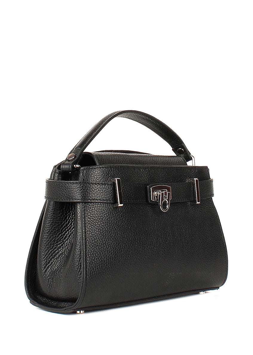 Bolso de mano de piel italiana Negro 8055-05-32