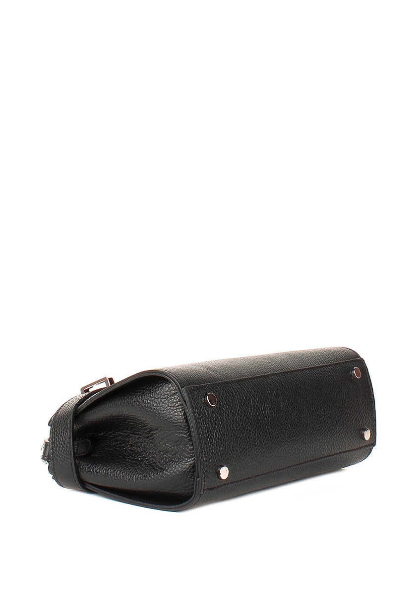 Bolso de mano de piel italiana Negro 8055-05-32