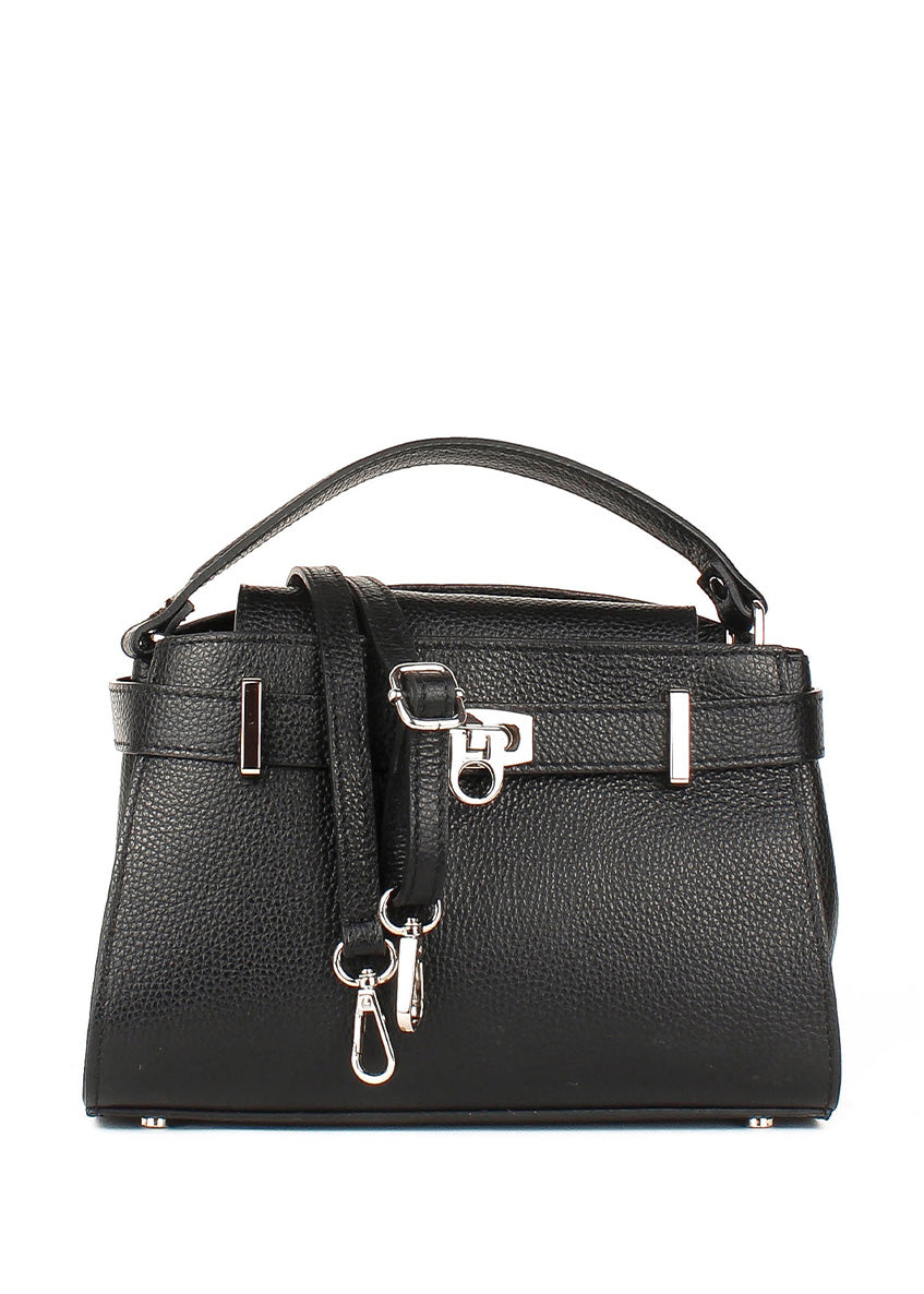 Bolso de mano de piel italiana Negro 8055-05-32