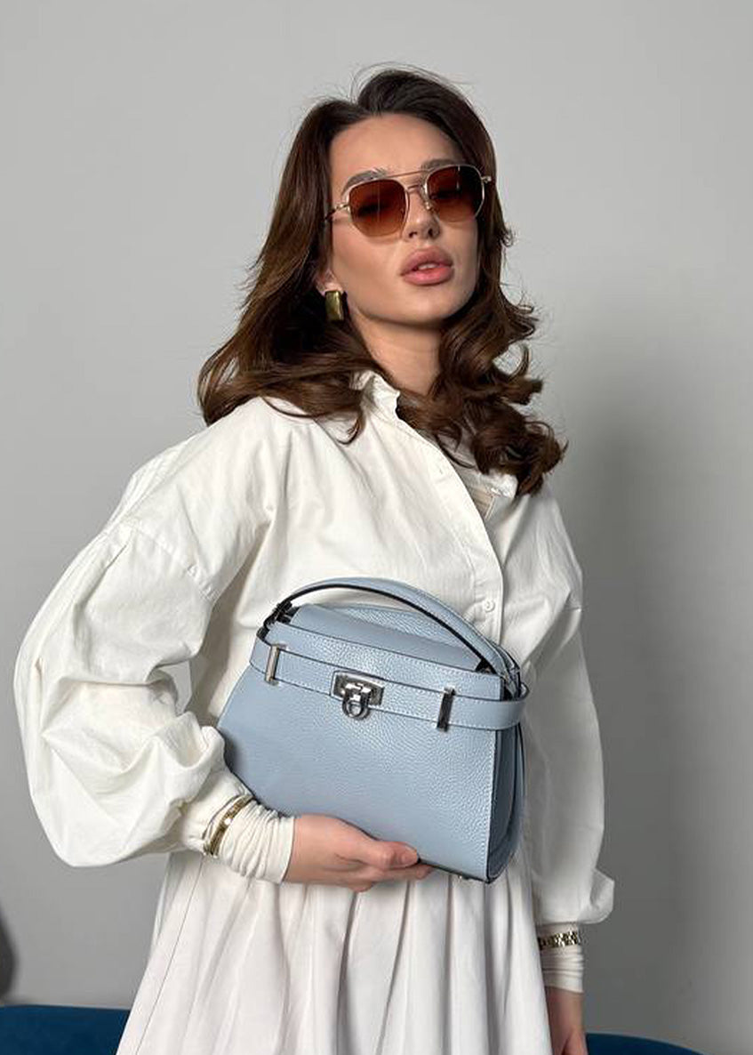 Bolso de mano de piel italiana Блакитний 8055-17-32