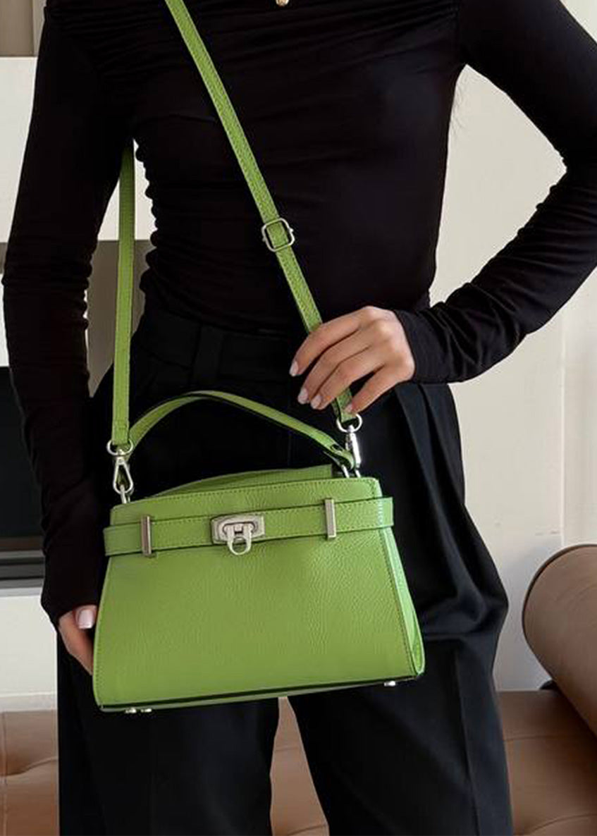Bolso de mano de piel italiana Verde 8055-08-32