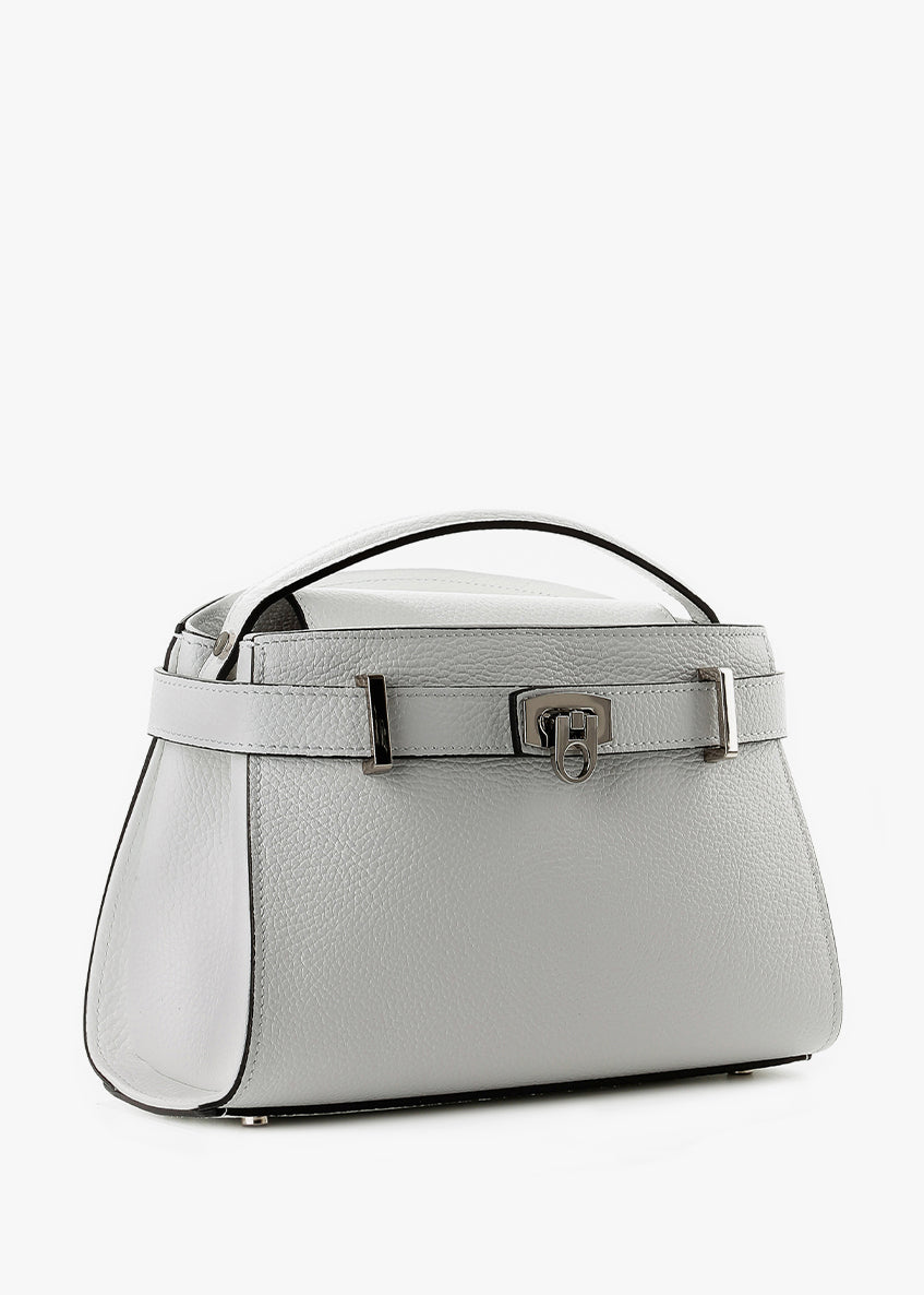 Bolso de mano de piel italiana Blanco 8055-16-32