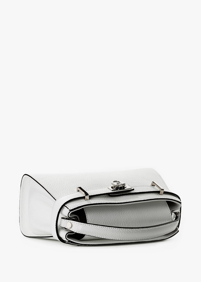 Bolso de mano de piel italiana Blanco 8055-16-32