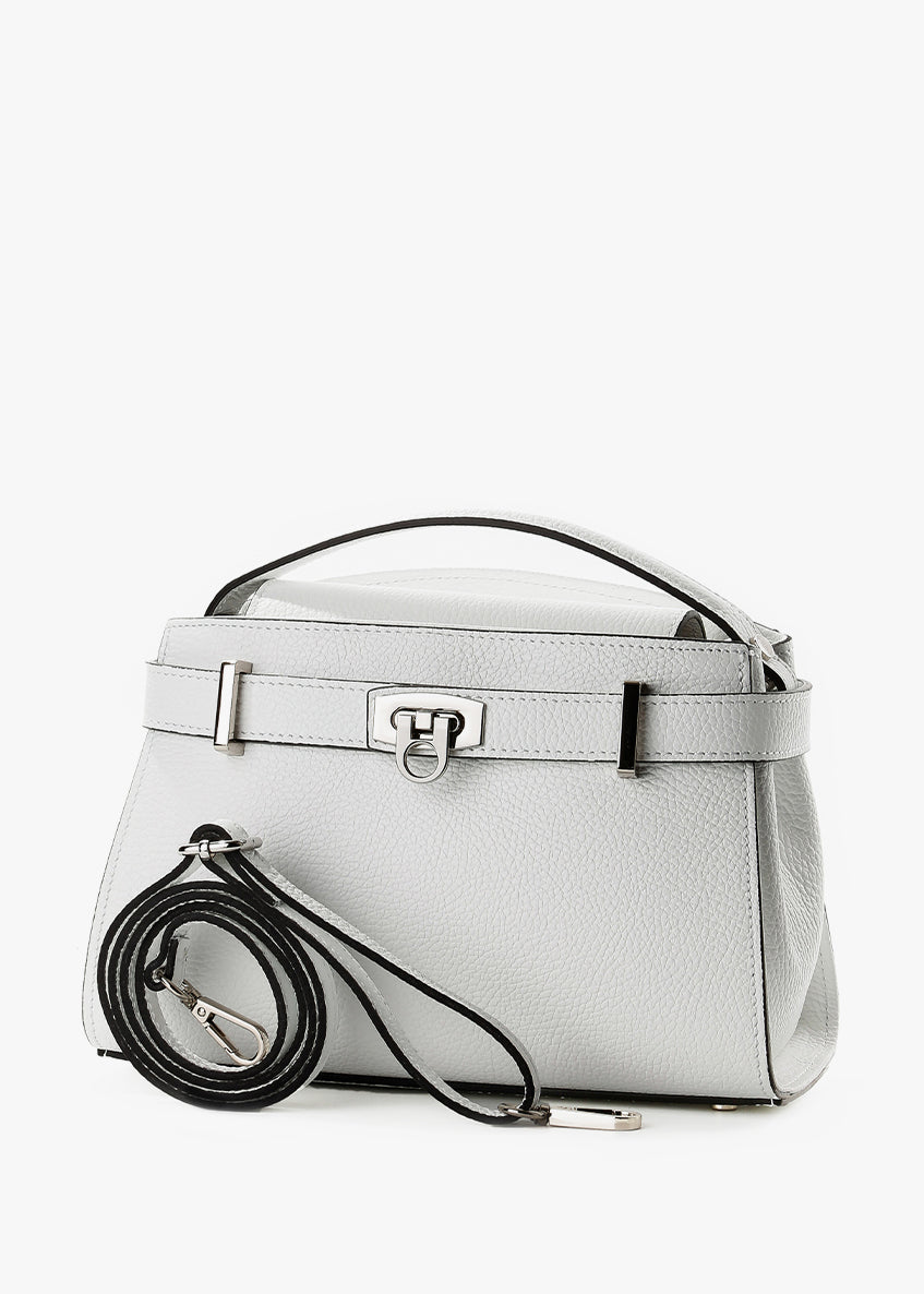 Bolso de mano de piel italiana Blanco 8055-16-32