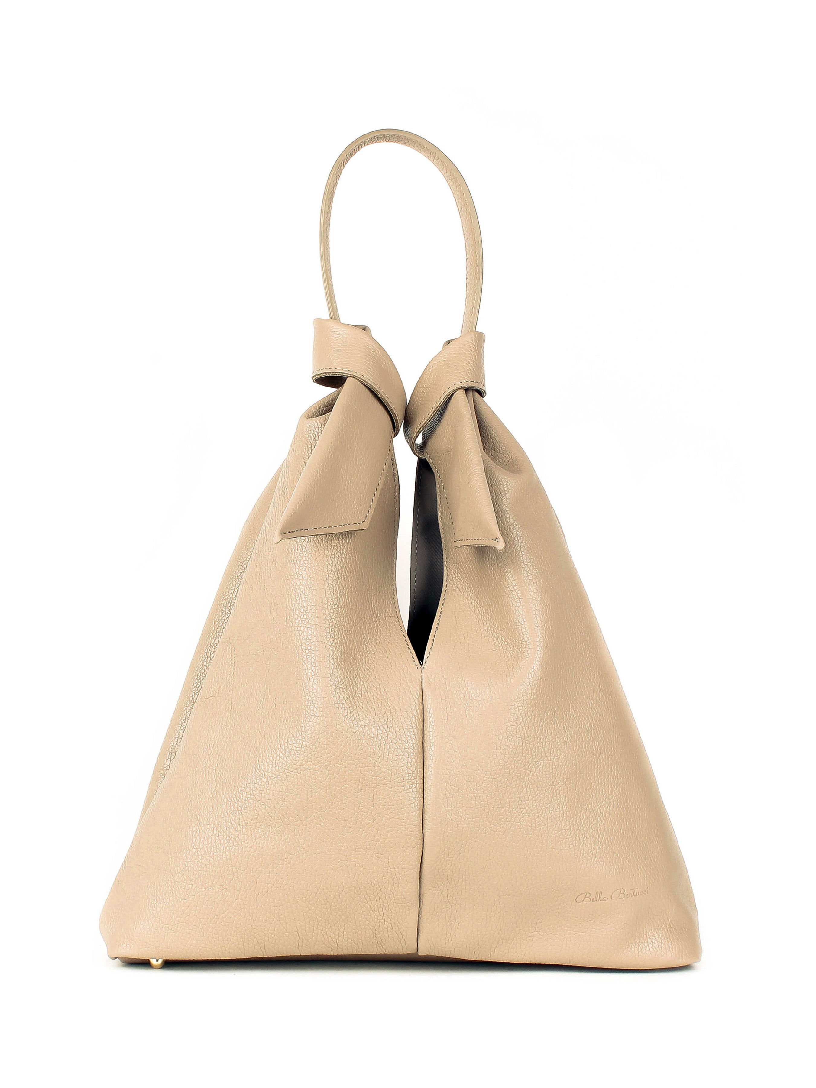 Bolso de mano de piel italiana Beige 3699-11-32