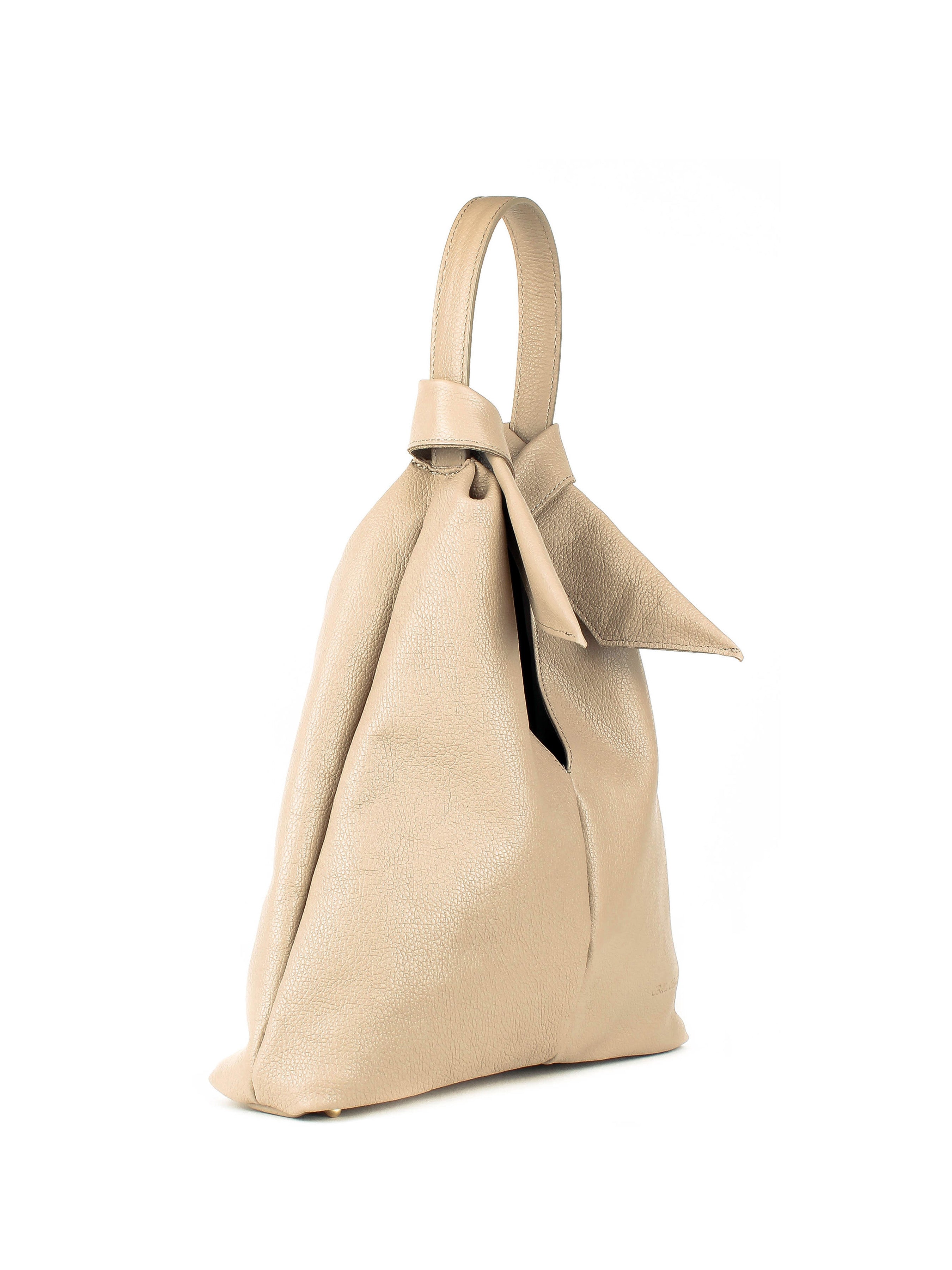 Bolso de mano de piel italiana Beige 3699-11-32
