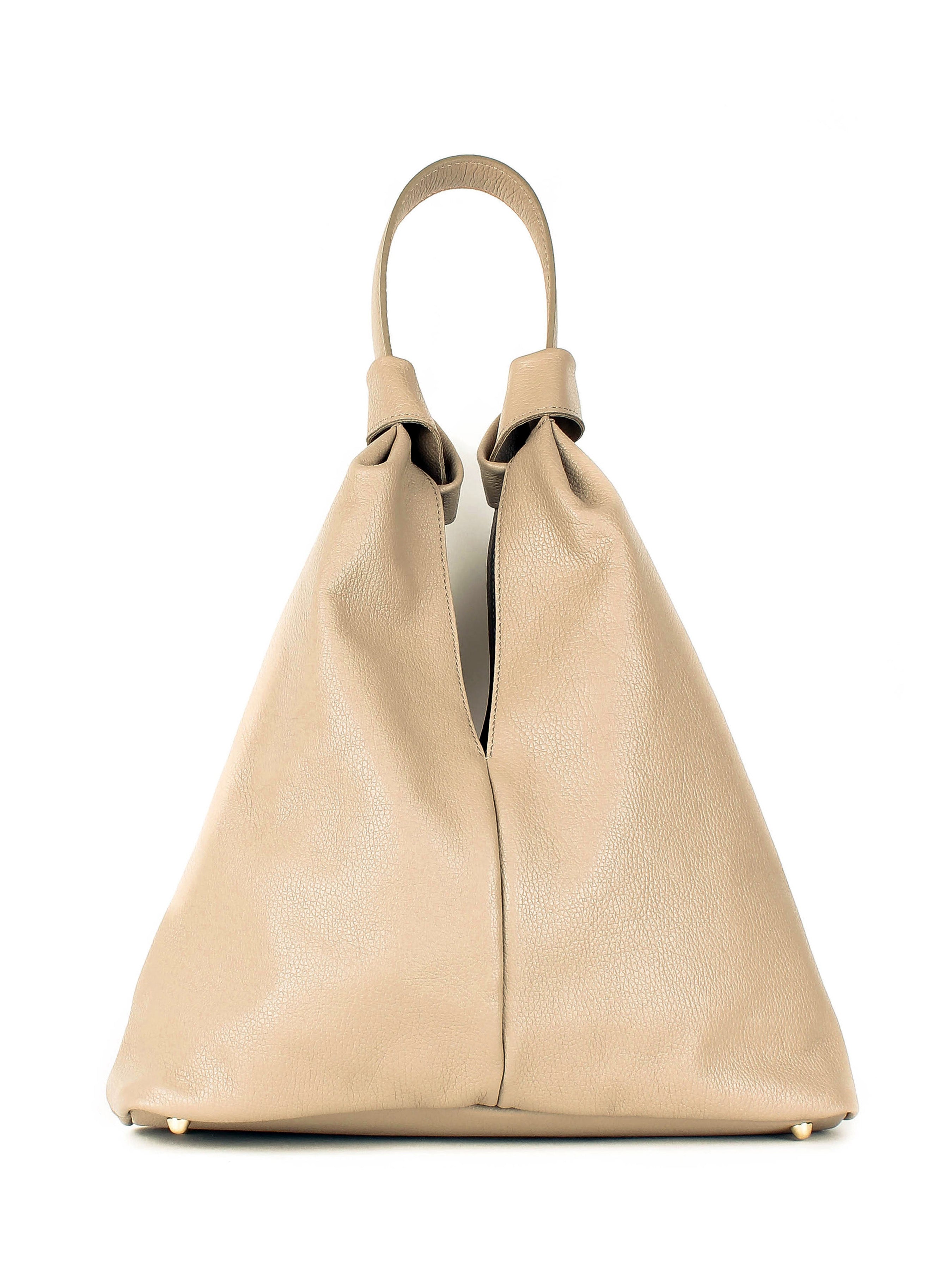Bolso de mano de piel italiana Beige 3699-11-32